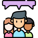 a cartoon of a diverse group of people talking