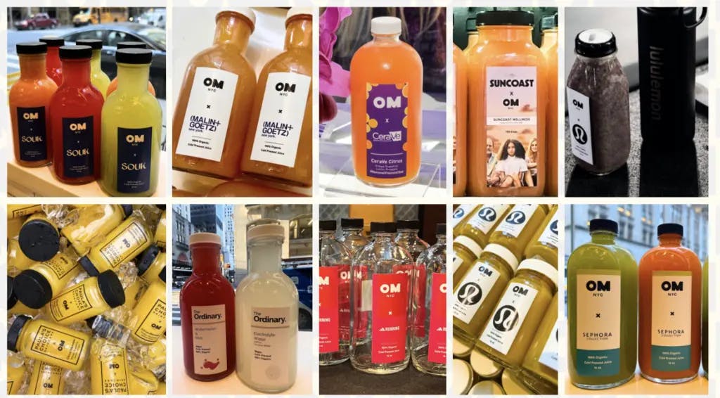 a photo gallery of custom branded smoothie bottles