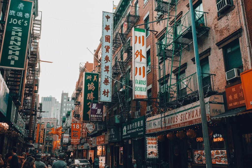 a view of buildings in chinatown