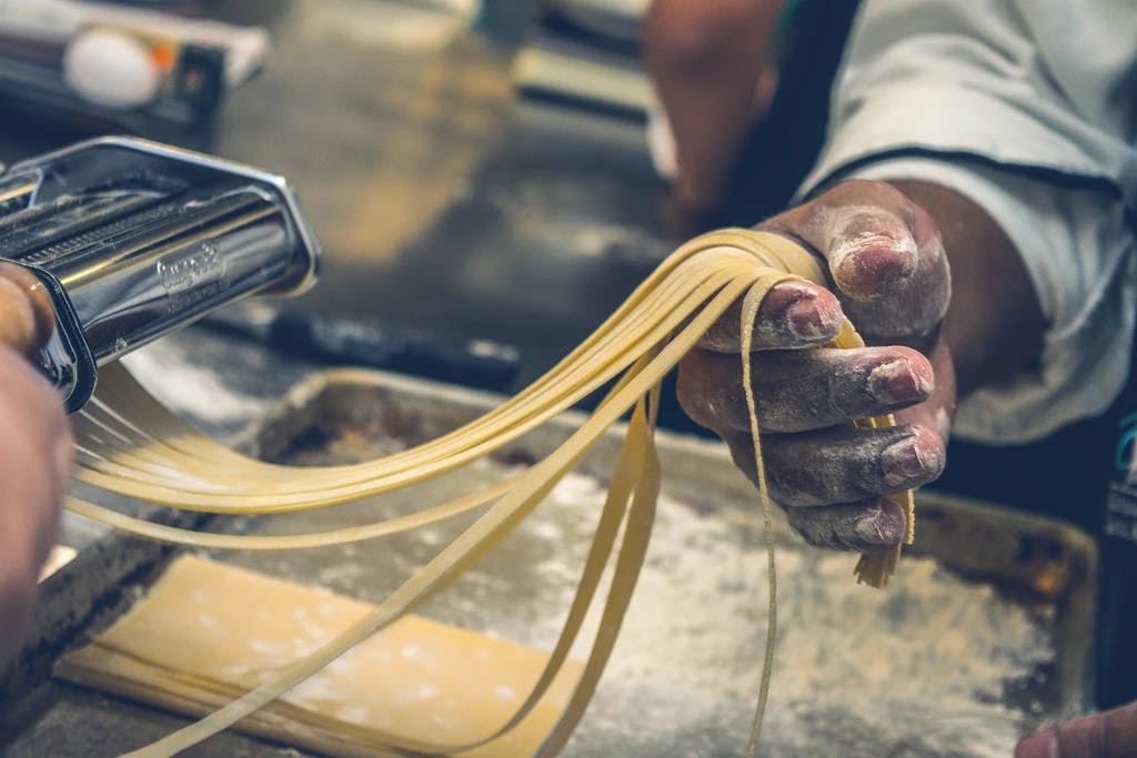 a close up of freshly made pasta