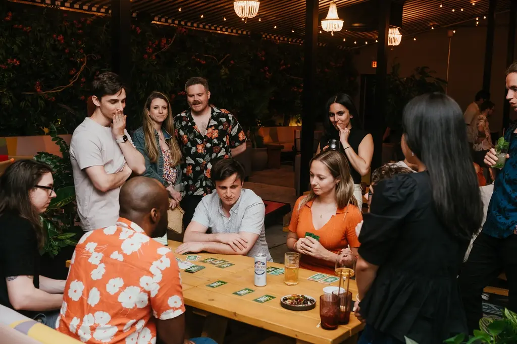 Upscale Game Night team building activity in NYC - Teams seeking casual bonding and friendly competition - At your office or stylish NYC venue