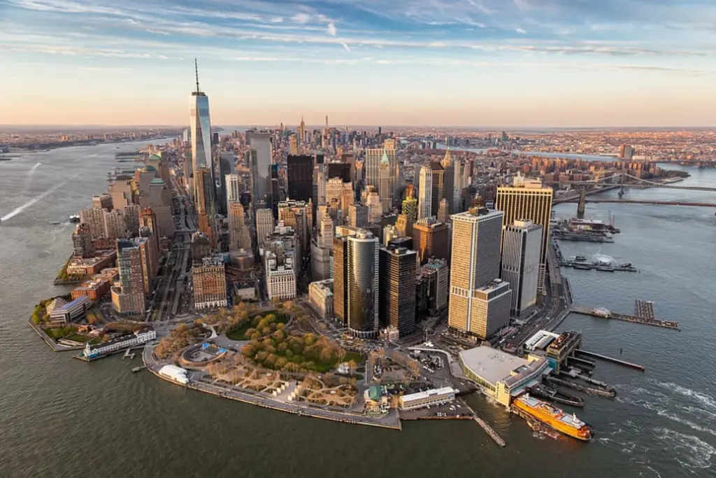 a birds eye view of new york from a helicopter